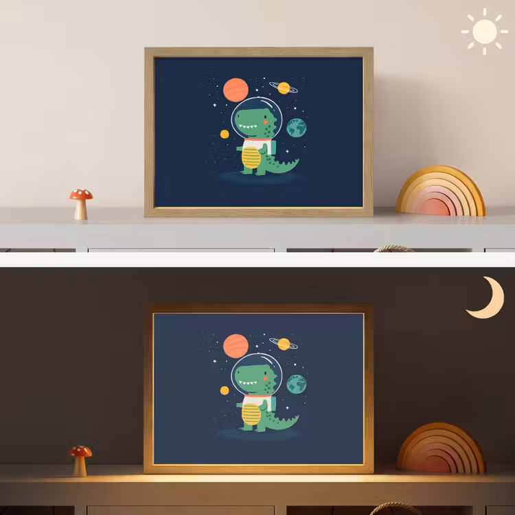 Dino - Ruimtepak - Planeten Light Box met batterij (Wandlamp kind) middel -sfeer3_kind