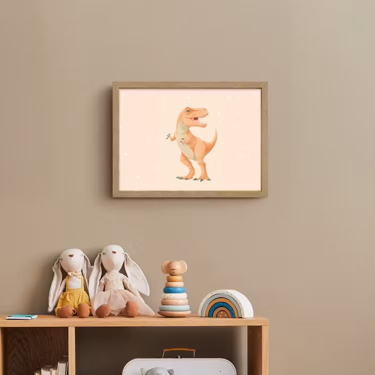 Dino - T-Rex - Oranje - Stippen Light Box met batterij (Wandlamp kind) middel -sfeer2_kind