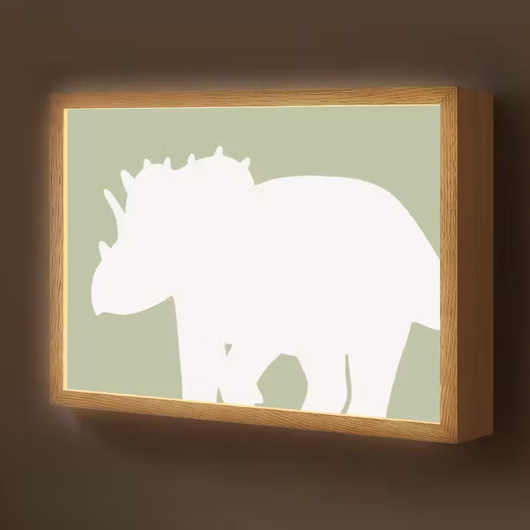Dino - Triceratops - Dinosaurus - Groen Light Box met batterij (Wandlamp kind) middel -z3d_website