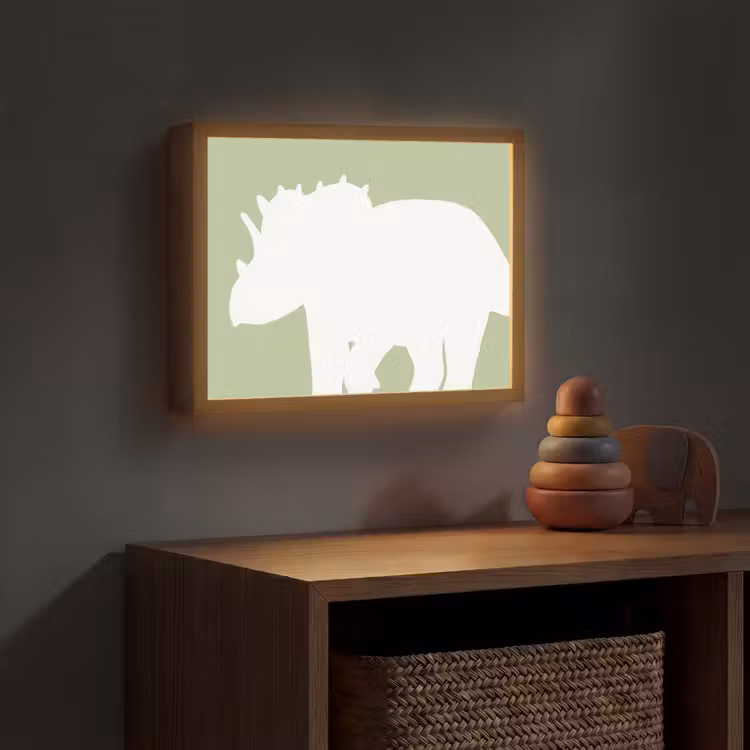 Dino - Triceratops - Dinosaurus - Groen Light Box met batterij (Wandlamp kind) middel -sfeer5_kind