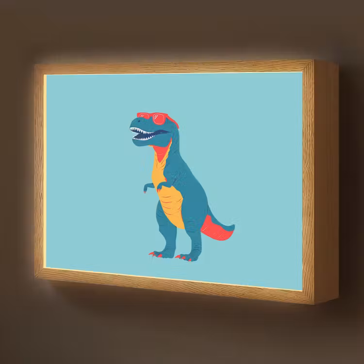 Dinosaurus - Blauw - Zonnebril Light Box met batterij (Wandlamp kind) middel -z3d_website