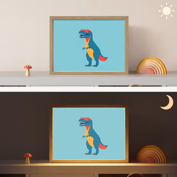 Dinosaurus - Blauw - Zonnebril Light Box met batterij (Wandlamp kind) middel -sfeer3_kind