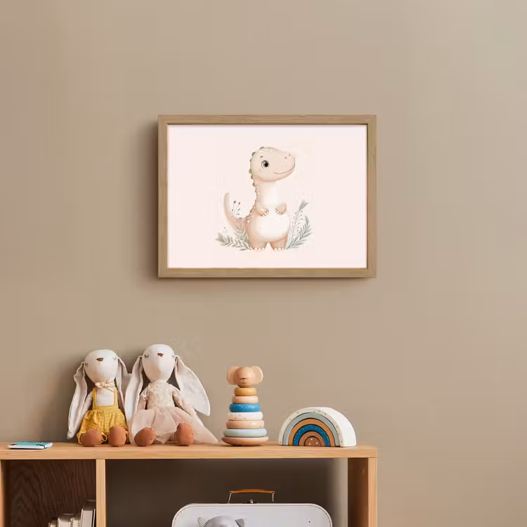 Dinosaurus - Bladeren - Pastel Light Box met batterij (Wandlamp kind) middel -sfeer2_kind