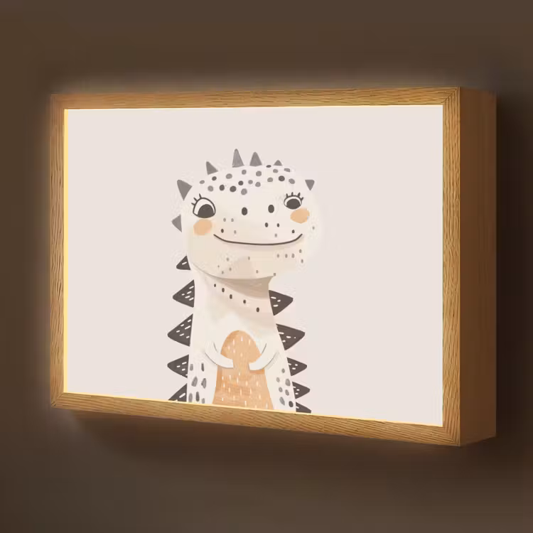 Dinosaurus - Pastel kleuren Light Box met batterij (Wandlamp kind) middel -z3d_website