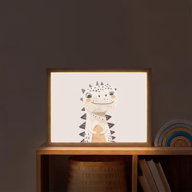Dinosaurus - Pastel kleuren Light Box met batterij (Wandlamp kind) middel -sfeer1_kind