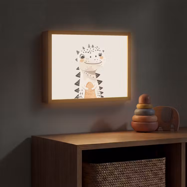 Dinosaurus - Pastel kleuren Light Box met batterij (Wandlamp kind) middel -sfeer5_kind
