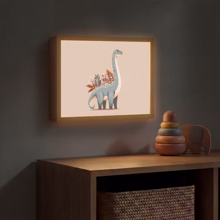 Dinosaurus - Planten - Beige Light Box met batterij (Wandlamp kind) middel -sfeer5_kind