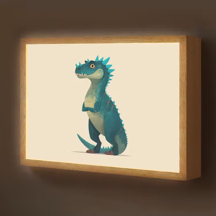 Dinosaurus - Turquoise - Stekels Light Box met batterij (Wandlamp kind) middel -z3d_website