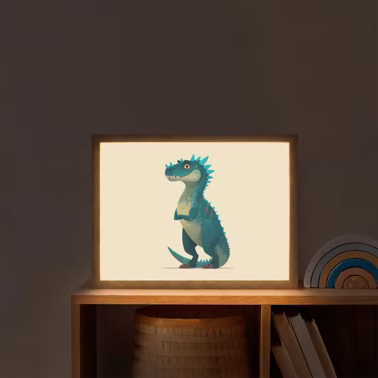 Dinosaurus - Turquoise - Stekels Light Box met batterij (Wandlamp kind) middel -sfeer1_kind