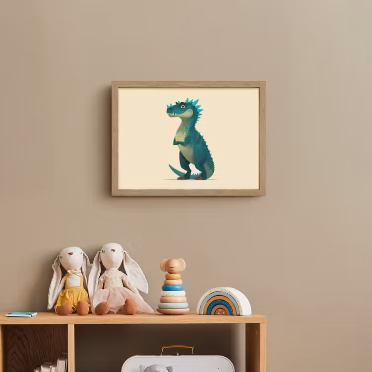 Dinosaurus - Turquoise - Stekels Light Box met batterij (Wandlamp kind) middel -sfeer2_kind