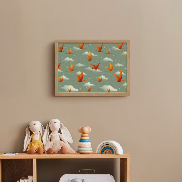 Dinosaurussen - Wolken - Sterren - Oranje Light Box met batterij (Wandlamp kind) middel -sfeer2_kind