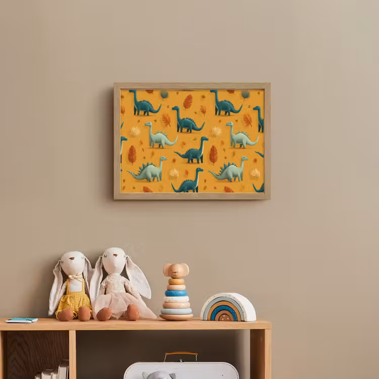 Dinosaurussen - Stekels - Herfstbladeren - Bruin Light Box met batterij (Wandlamp kind) middel -sfeer2_kind
