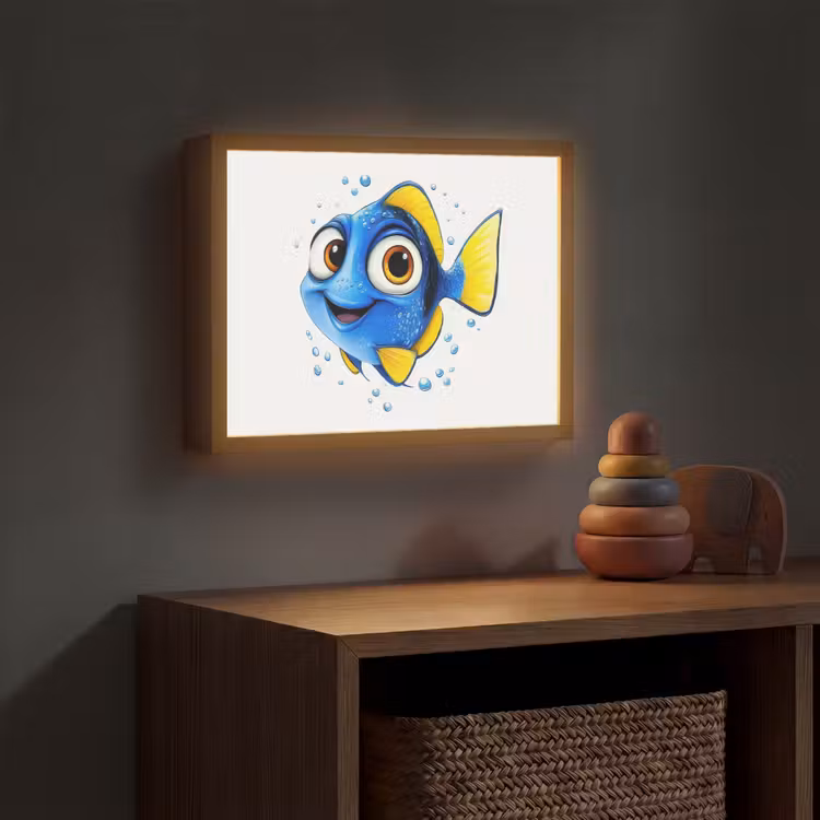 Doktersvis - Blauw - Vis - Spetters Light Box met batterij (Wandlamp kind) middel -sfeer5_kind