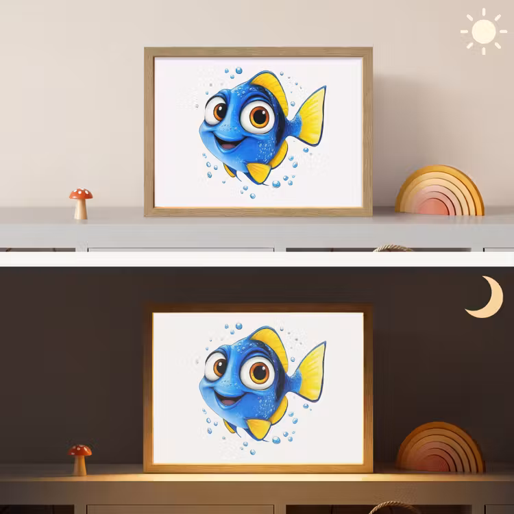 Doktersvis - Blauw - Vis - Spetters Light Box met batterij (Wandlamp kind) middel -sfeer3_kind