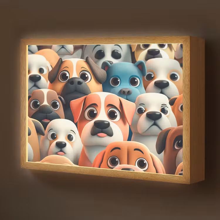 Hond - Dieren - Patronen - Bruin - Meiden - Jongens Light Box met batterij (Wandlamp kind) middel -z3d_website