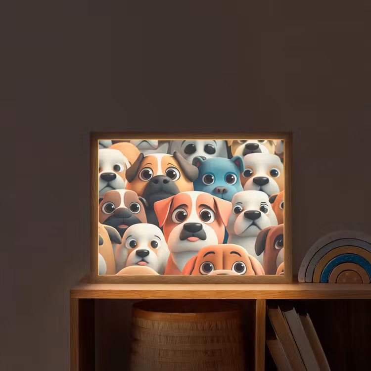 Hond - Dieren - Patronen - Bruin - Meiden - Jongens Light Box met batterij (Wandlamp kind) middel -sfeer1_kind