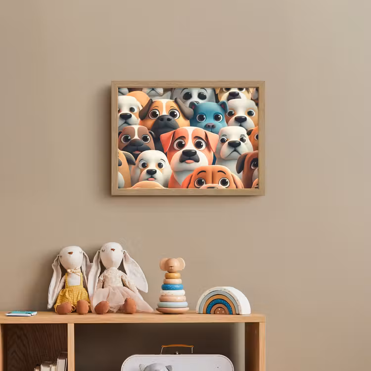 Hond - Dieren - Patronen - Bruin - Meiden - Jongens Light Box met batterij (Wandlamp kind) middel -sfeer2_kind