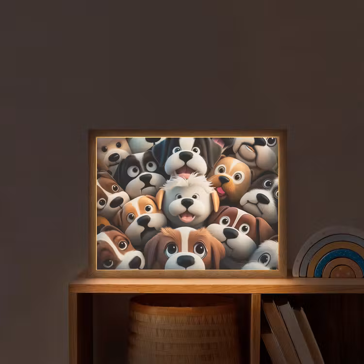 Hond - Dieren - Patronen - Bruin - Meisjes - Jongens Light Box met batterij (Wandlamp kind) middel -sfeer1_kind