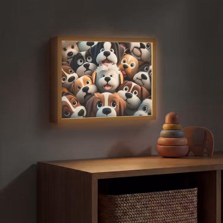 Hond - Dieren - Patronen - Bruin - Meisjes - Jongens Light Box met batterij (Wandlamp kind) middel -sfeer5_kind