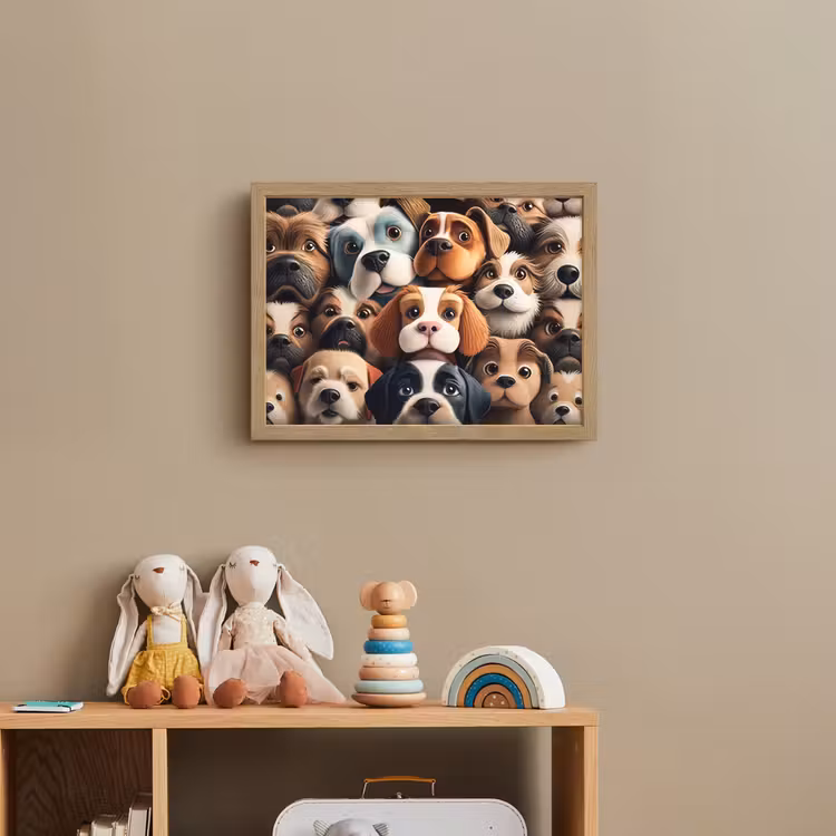 Hond - Patronen - Dieren - Bruin - Meisje - Jongen Light Box met batterij (Wandlamp kind) middel -sfeer2_kind