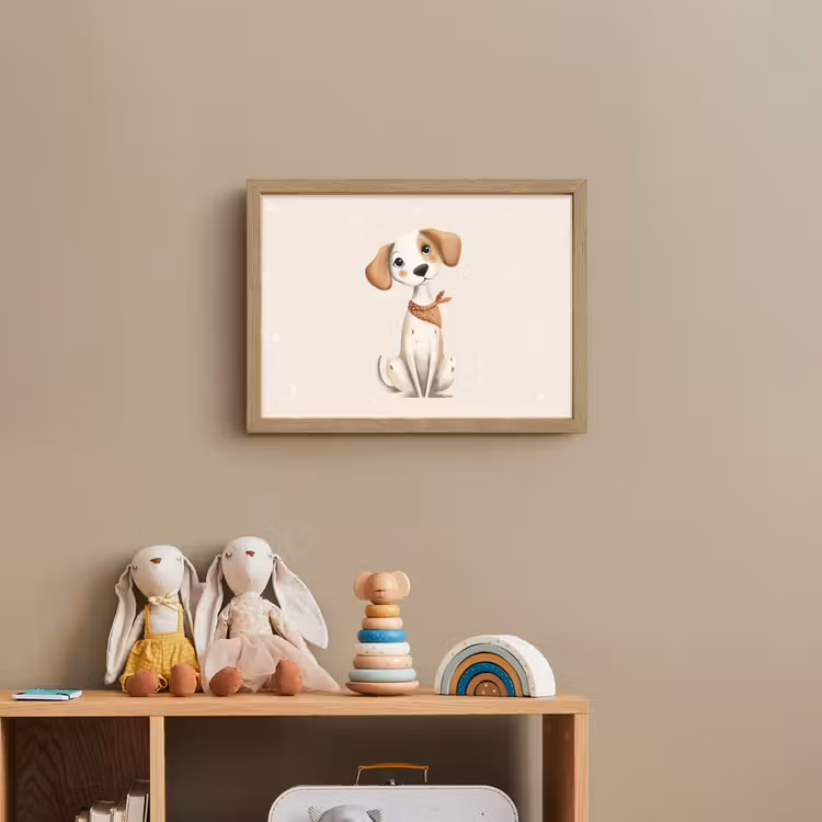 Hond - Pup - Beige - Stippen Light Box met batterij (Wandlamp kind) middel -sfeer2_kind