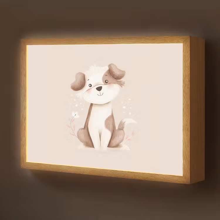 Hond - Gevlekt - Bruin Light Box met batterij (Wandlamp kind) middel -z3d_website