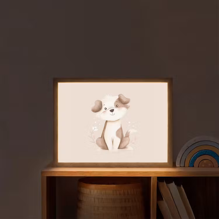 Hond - Gevlekt - Bruin Light Box met batterij (Wandlamp kind) middel -sfeer1_kind
