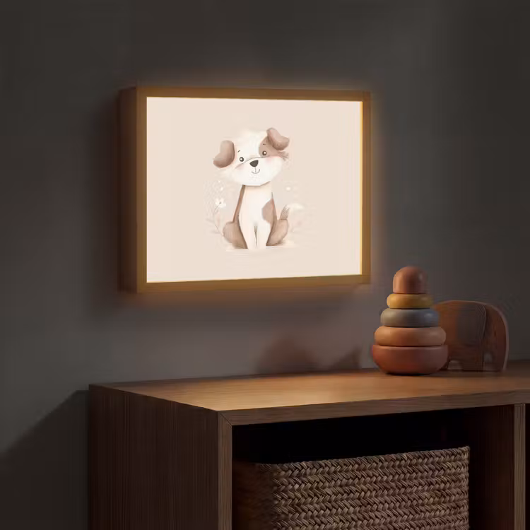 Hond - Gevlekt - Bruin Light Box met batterij (Wandlamp kind) middel -sfeer5_kind