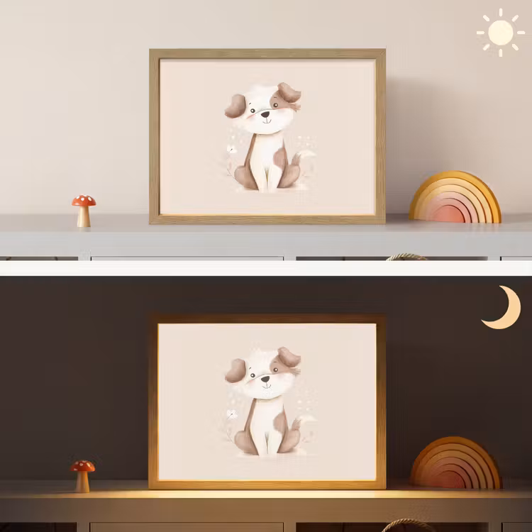 Hond - Gevlekt - Bruin Light Box met batterij (Wandlamp kind) middel -sfeer3_kind
