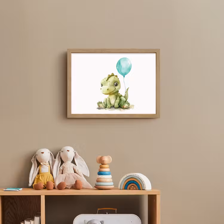 Draak - Baby dier - Blauwe ballon Light Box met batterij (Wandlamp kind) middel -sfeer2_kind