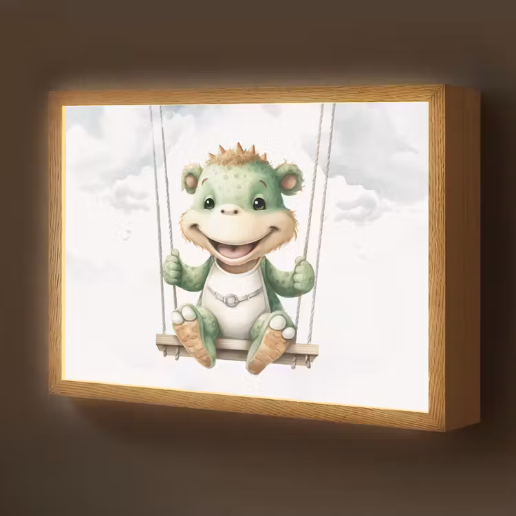 Draak - Baby dier - Kinderen Light Box met batterij (Wandlamp kind) middel -z3d_website