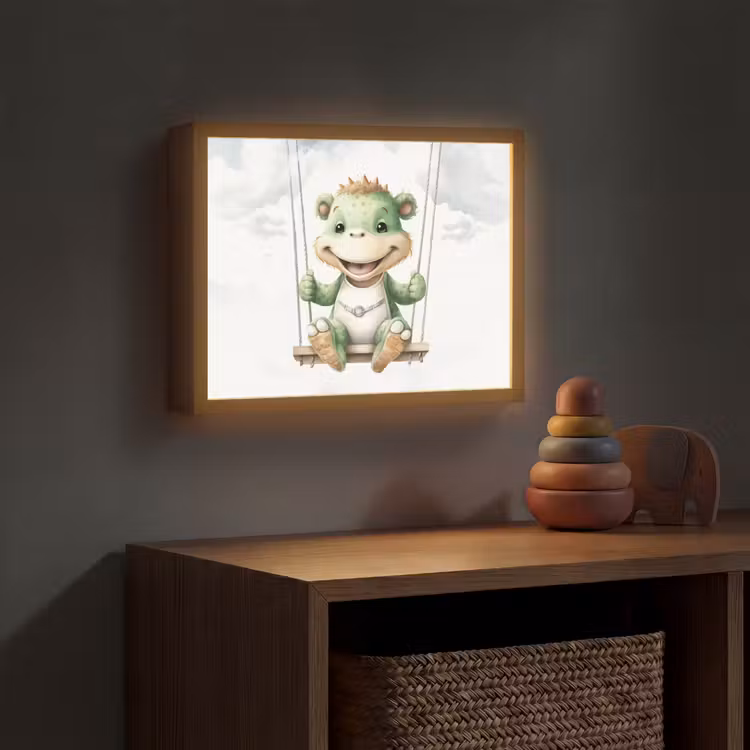 Draak - Baby dier - Kinderen Light Box met batterij (Wandlamp kind) middel -sfeer5_kind