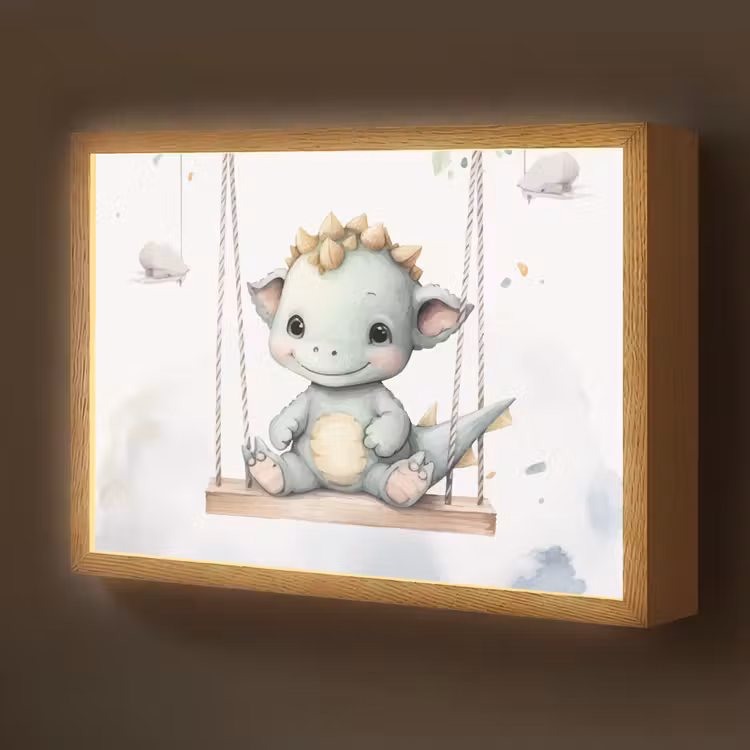Draak - Baby dier - Kinderen Light Box met batterij (Wandlamp kind) middel -z3d_website