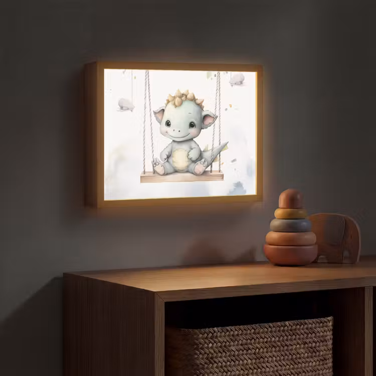 Draak - Baby dier - Kinderen Light Box met batterij (Wandlamp kind) middel -sfeer5_kind