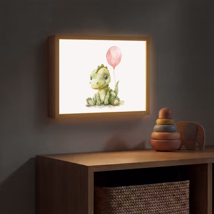 Draak - Baby dier - Roze ballon Light Box met batterij (Wandlamp kind) middel -sfeer5_kind