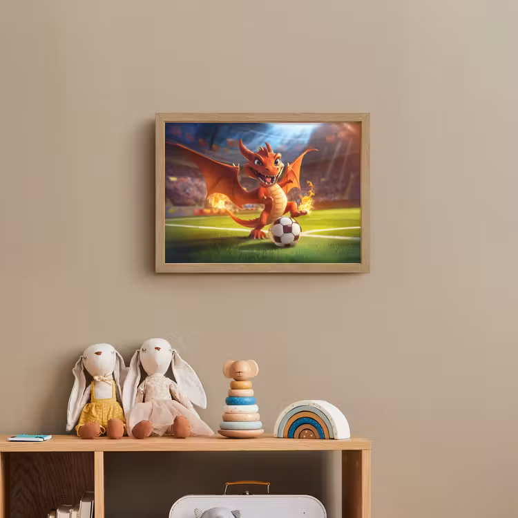 Draak - Voetbal - Vuur - Stadion Light Box met batterij (Wandlamp kind) middel -sfeer2_kind