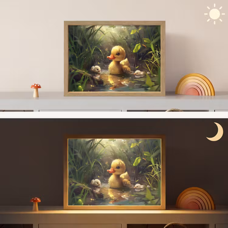 Eendjes - Dieren - Natuur Light Box met batterij (Wandlamp kind) middel -sfeer3_kind