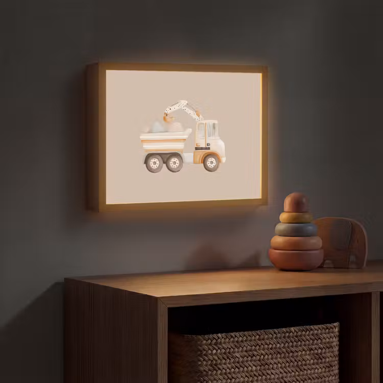 Kiepwagen - Auto - Beige Light Box met batterij (Wandlamp kind) middel -sfeer5_kind