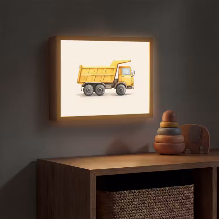 Kiepwagen - Geel - Illustratie Light Box met batterij (Wandlamp kind) middel -sfeer5_kind