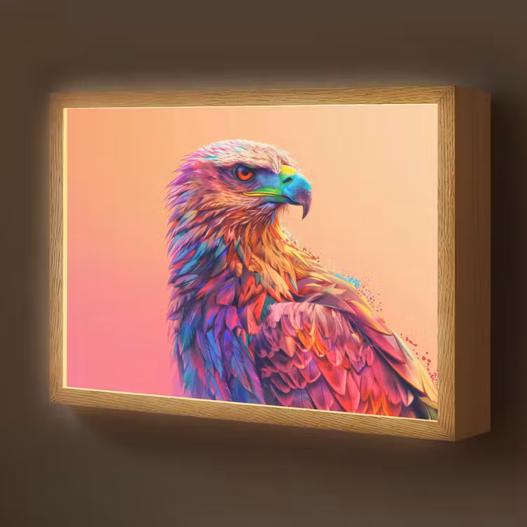 Arend - Vogel - Kleurrijk - Dier Light Box met batterij (Wandlamp kind) middel -z3d_website