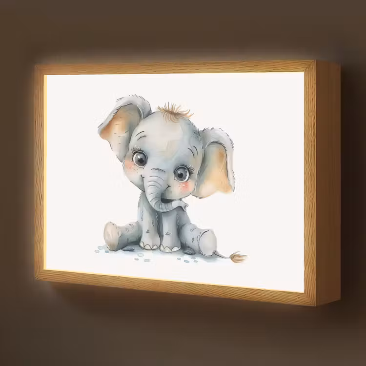 Olifant - Baby dier Light Box met batterij (Wandlamp kind) middel -z3d_website