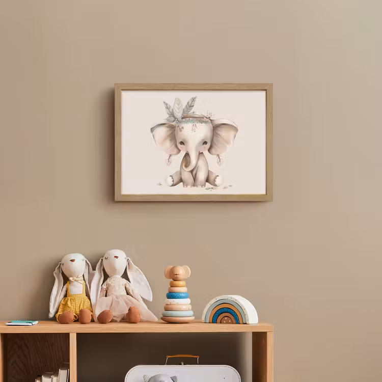Olifant - Bohemian - Dieren - Boho Light Box met batterij (Wandlamp kind) middel -sfeer2_kind