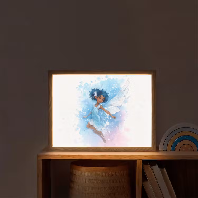 Elf - Blauw - Magie - Roze Light Box met batterij (Wandlamp kind) middel -sfeer1_kind