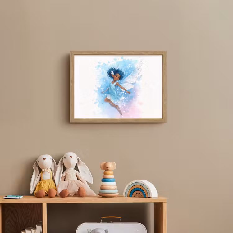 Elf - Blauw - Magie - Roze Light Box met batterij (Wandlamp kind) middel -sfeer2_kind