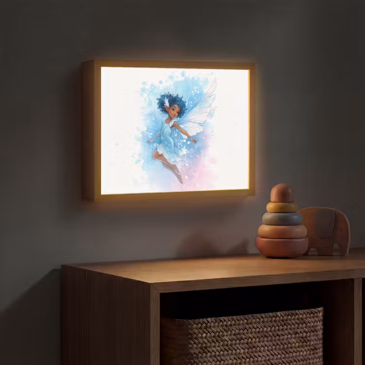 Elf - Blauw - Magie - Roze Light Box met batterij (Wandlamp kind) middel -sfeer5_kind