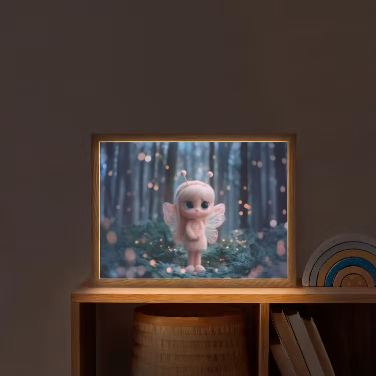 Elfje - Cartoon - Bos - Lichtjes Light Box met batterij (Wandlamp kind) middel -sfeer1_kind