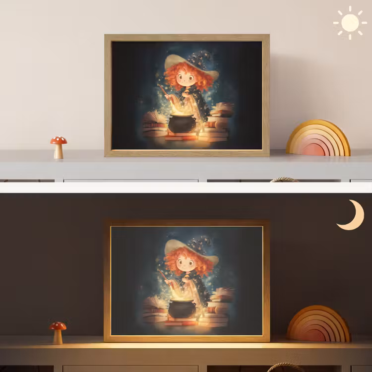 Tovenares - Meisje - Boeken - Toveren Light Box met batterij (Wandlamp kind) middel -sfeer3_kind