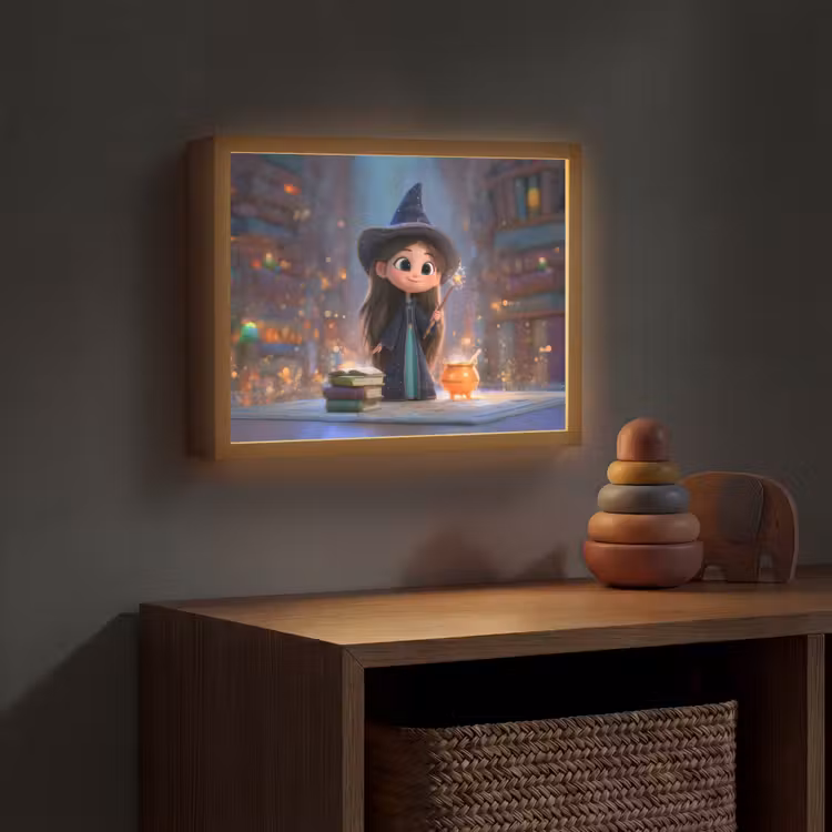 Tovenares - Magie - Toverstaf - Sterren Light Box met batterij (Wandlamp kind) middel -sfeer5_kind
