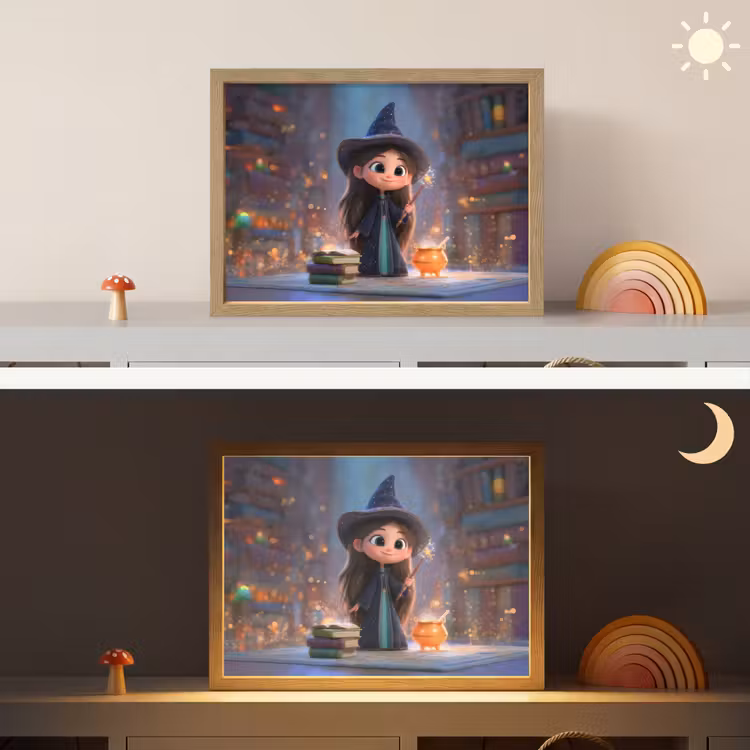 Tovenares - Magie - Toverstaf - Sterren Light Box met batterij (Wandlamp kind) middel -sfeer3_kind