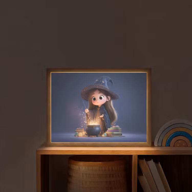 Tovenares - Magisch - Blauw - Toveren Light Box met batterij (Wandlamp kind) middel -sfeer1_kind